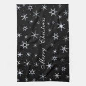 Frohe Weihnachten Schwarze Schneeflocken Küchentuch (Vertikal)