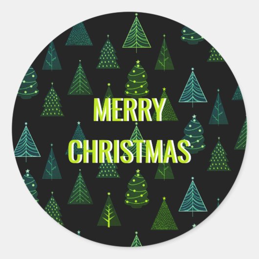 Frohe Weihnachten! Schwarze und grüne Weihnachtsba Runder Aufkleber (Vorderseite)