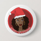 Frohe Weihnachten, schwarze Weihnachtsmannmütze Button (Vorderseite)