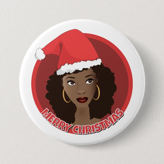 Frohe Weihnachten, schwarze Weihnachtsmannmütze Button (Vorderseite)