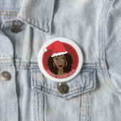 Frohe Weihnachten, schwarze Weihnachtsmannmütze Button (Beispiel)