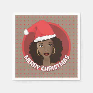 Frohe Weihnachten, schwarze Weihnachtsmannmütze Serviette