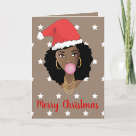 Frohe Weihnachten! Schwarze Weihnachtsmannmütze We Karte