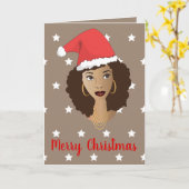 Frohe Weihnachten! Schwarze Weihnachtsmannmütze We Karte (Gelbe Blume)