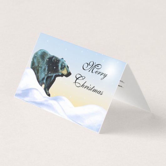 Frohe Weihnachten - Schwarzer Bär im Schnee (Vorderseite)