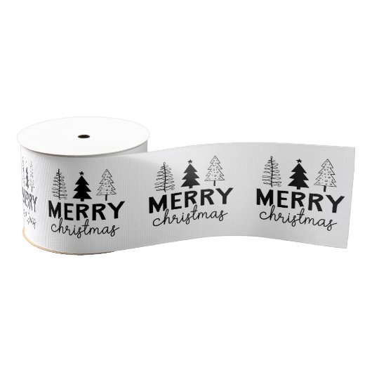 Frohe Weihnachten Schwarzer Baum Ripsband (Spule)