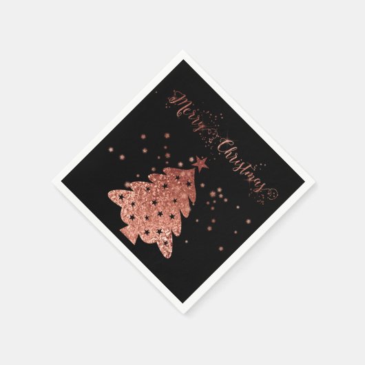 Frohe Weihnachten Schwarzer Hintergrund Rosa Imita Serviette (Ecke)