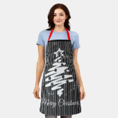 Frohe Weihnachten Schwarzer Streifen Moderner Urla Schürze (Getragen)