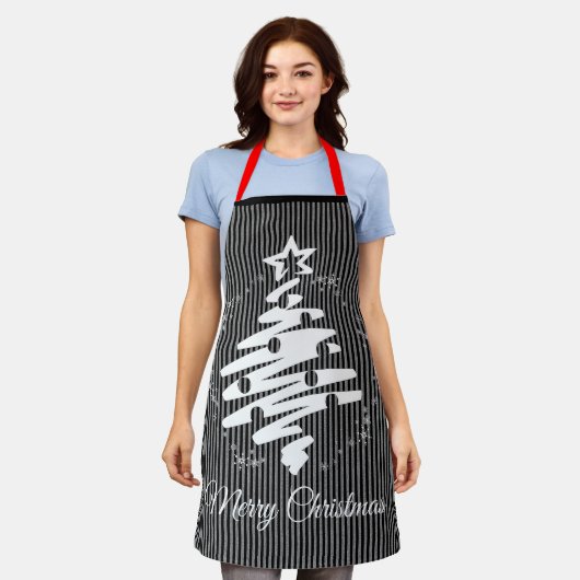 Frohe Weihnachten Schwarzer Streifen Moderner Urla Schürze (Getragen)
