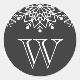 Frohe Weihnachten | Schwarzer und weißer Umschlag Runder Aufkleber