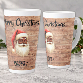 Frohe Weihnachten Schwarzer Weihnachtsmann auf Hol Milchtasse