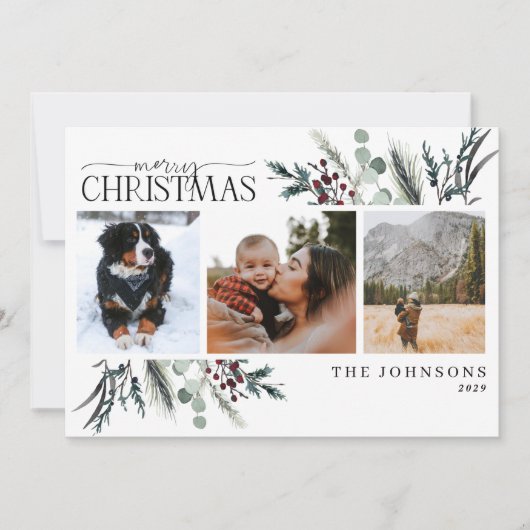 Frohe Weihnachten Schwarzer Winter botanisches Fot (Vorderseite)