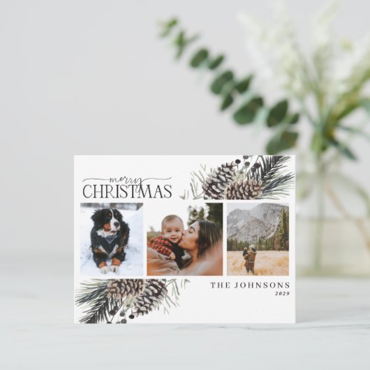 Frohe Weihnachten Schwarzer Winter Pinecone Botani (Stehend Vorderseite)