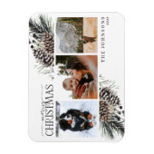 Frohe Weihnachten Schwarzer Winter Pinecone Botani Magnet (Vertikal)