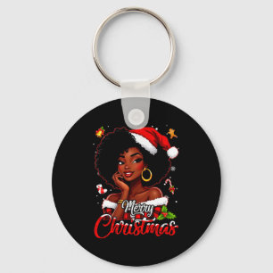 Frohe Weihnachten schwarzes afrikanisches Mädchen Schlüsselanhänger
