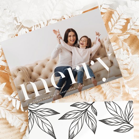 Frohe Weihnachten Schwarzes Botanisches Foto Einladung