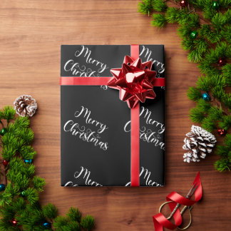 Frohe Weihnachten Schwarzes Geschenkpapier