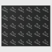 Frohe Weihnachten Schwarzes Geschenkpapier  (Flach)