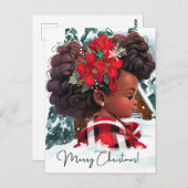 Frohe Weihnachten Schwarzes Mädchen Melanin Girls Postkarte (Vorne/Hinten)