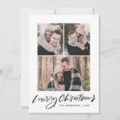 Frohe Weihnachten Schwarzes Script 3 Foto Collage (Vorderseite)