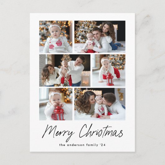 Frohe Weihnachten Schwarzes Script 6 Foto Collage (Vorderseite)