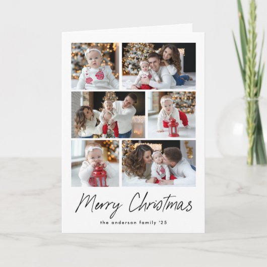 Frohe Weihnachten Schwarzes Script 6 Foto Collage (Vorderseite)