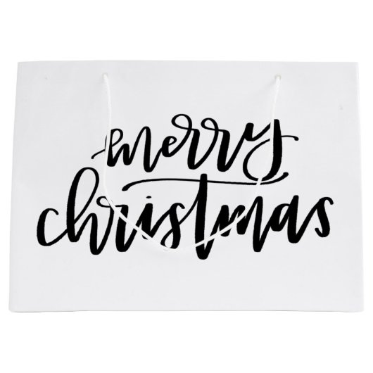 Frohe Weihnachten - Schwarzweiss-Geschenk-Tasche Große Geschenktüte (Vorderseite)