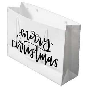 Frohe Weihnachten - Schwarzweiss-Geschenk-Tasche Große Geschenktüte