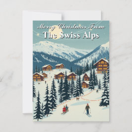 Frohe Weihnachten Schweizer Alpen Alpines Skidorf Postkarte