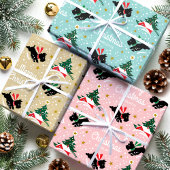 Frohe Weihnachten Scottie Dog Snow Fun Name Geschenkpapier Set