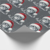 Frohe Weihnachten Scottish Fold Cat, Xmas Santa Ca Geschenkpapier (Ecke)