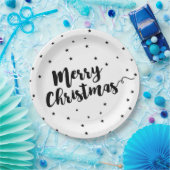 Frohe Weihnachten - Script Typografie und Sterne Pappteller (Party)