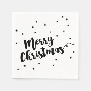 Frohe Weihnachten - Script Typografie und Sterne Serviette