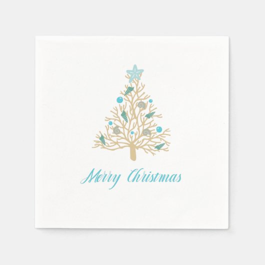 Frohe Weihnachten Seashell Weihnachtsbaum Serviette (Vorderseite)