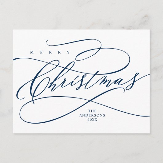 Frohe Weihnachten, Seasons Gruß Kalligraphie Post Postkarte (Vorderseite)