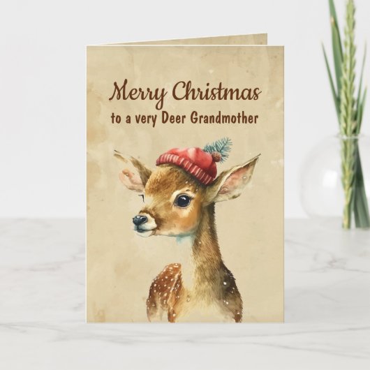 Frohe Weihnachten Sehr Hirsch Großmutter Karte (Vorderseite)