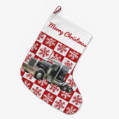 Frohe Weihnachten Semi Transport Truck Snowflake Großer Weihnachtsstrumpf (Vorderansicht (hängend))