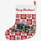 Frohe Weihnachten Semi Transport Truck Snowflake Großer Weihnachtsstrumpf (Rückseite)