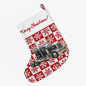 Frohe Weihnachten Semi Transport Truck Snowflake Großer Weihnachtsstrumpf (Rückseite (Hängend))