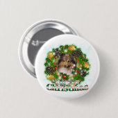 Frohe Weihnachten Sheltie Button (Vorne & Hinten)