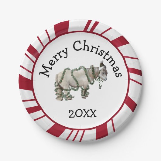 Frohe Weihnachten Shetlandpony-Teller Pappteller (Vorderseite)