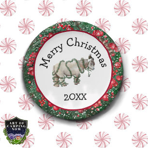 Frohe Weihnachten Shetlandpony-Teller Pappteller