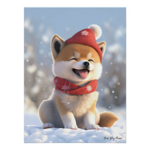 Frohe Weihnachten, Shiba Inu Hund Welpe 02 - Happy Poster