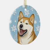 Frohe Weihnachten Shiba Inu Keramik Ornament (Rechts)