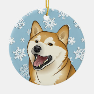 Frohe Weihnachten Shiba Inu Keramik Ornament