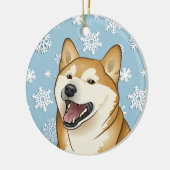 Frohe Weihnachten Shiba Inu Keramik Ornament (Links)