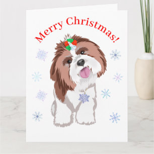 Frohe Weihnachten Shih Tzu mit Schneeflockenhund  Karte