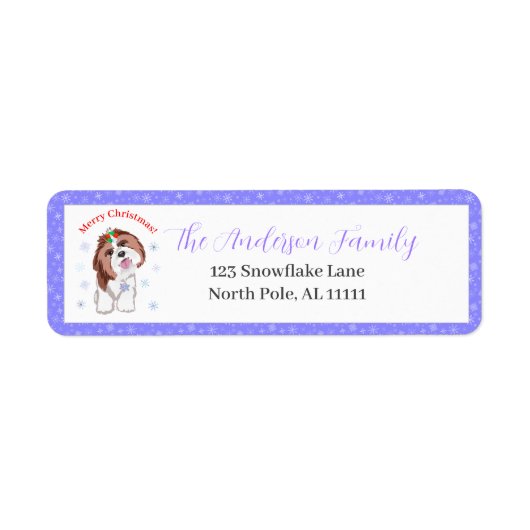 Frohe Weihnachten Shih Tzu mit Snowflake-Adresse (Vorne)