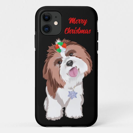 Frohe Weihnachten Shih Tzu mit Snowflake Case-Mate iPhone Hülle (Rückseite)