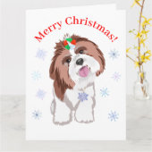 Frohe Weihnachten Shih Tzu mit Snowflake Hund Karte (Gelbe Blume)